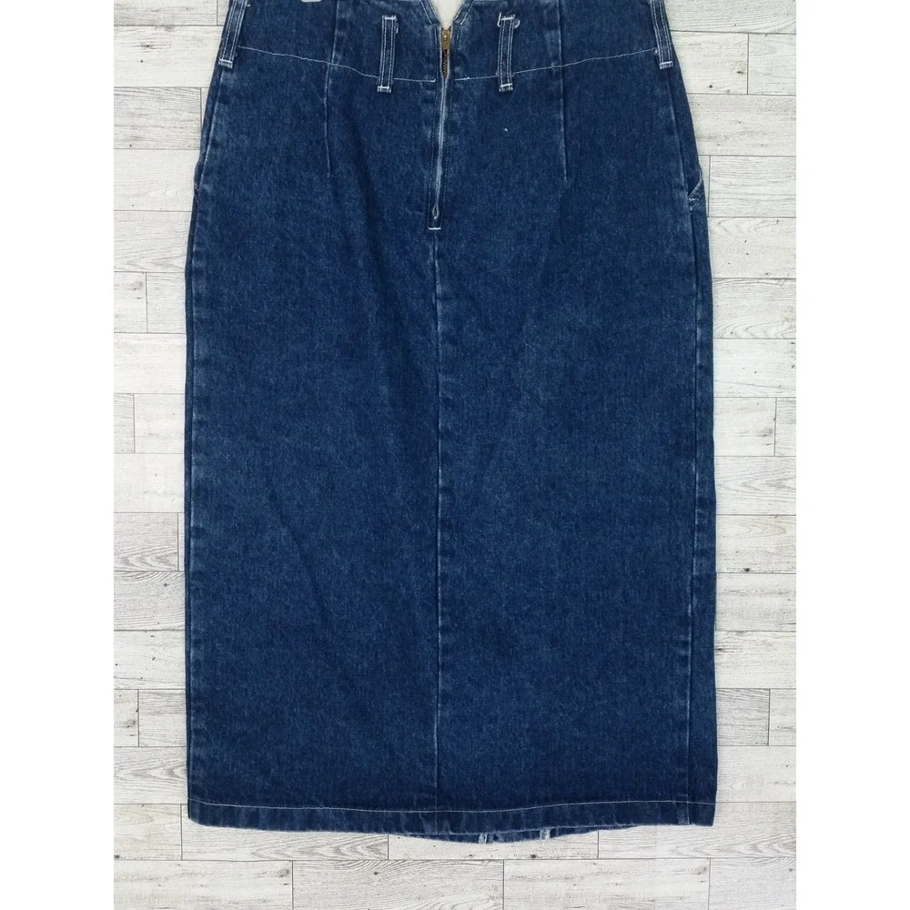 Vintage YES Clothing Denim Jean Skirt Blue Panel Pencil Skirt Sz 13 32x32‎